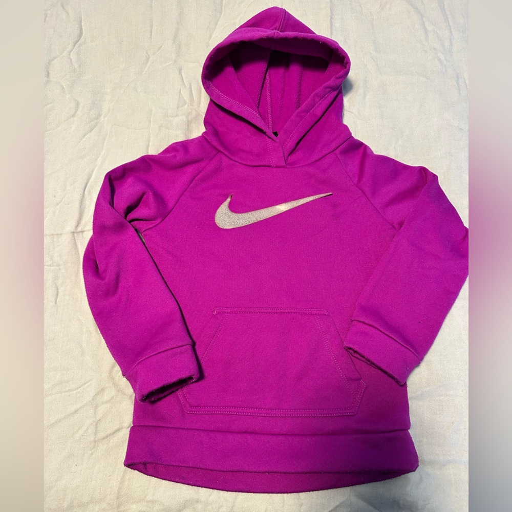 Nike Kids' Magenta Hoodie with Silver Logo